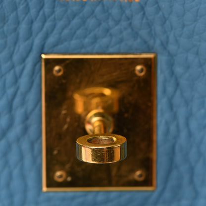 Hermes Taurillon Clemence Birkin 35 Blue Jean 23 of 38
