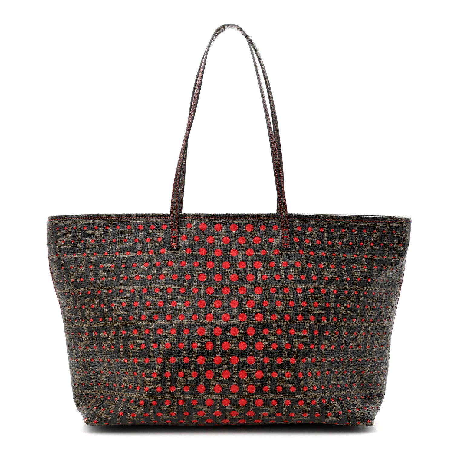 Fendi Zucca Spalmati Perforated Medium Roll Tote Tobacco Red 1 of 18