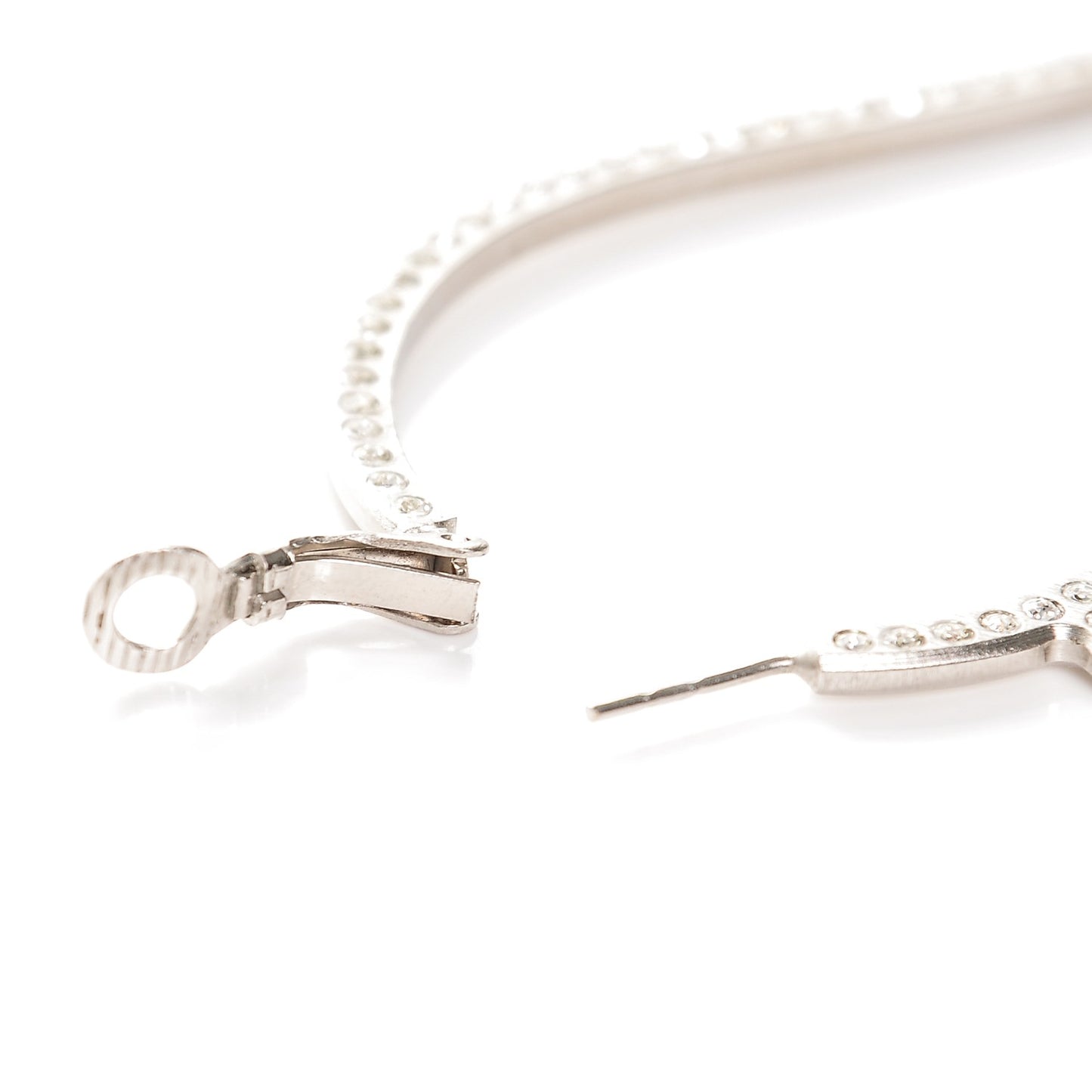 Swarovski Crystal CC Heart Hoop Earrings Silver