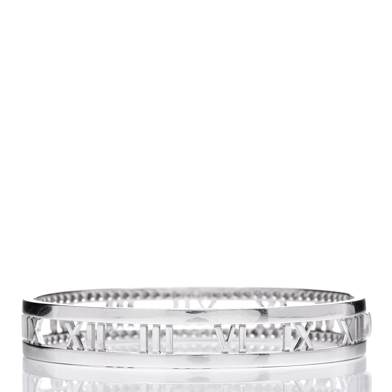 Tiffany 18K White Gold Diamond Atlas Open Hinged Bangle Bracelet 3 of 5
