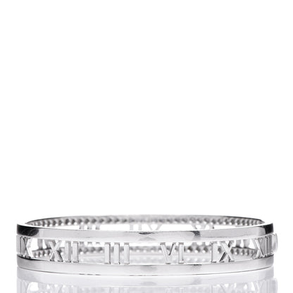 Tiffany 18K White Gold Diamond Atlas Open Hinged Bangle Bracelet 3 of 5