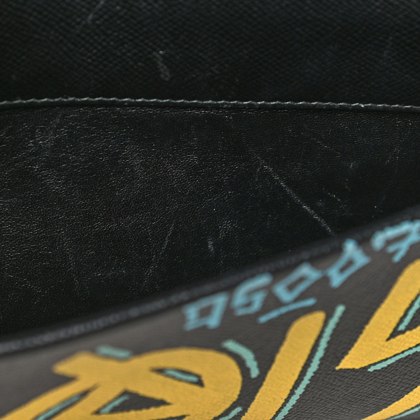 Grained Calfskin Graffiti M BB Round Shoulder Bag Black Multicolor