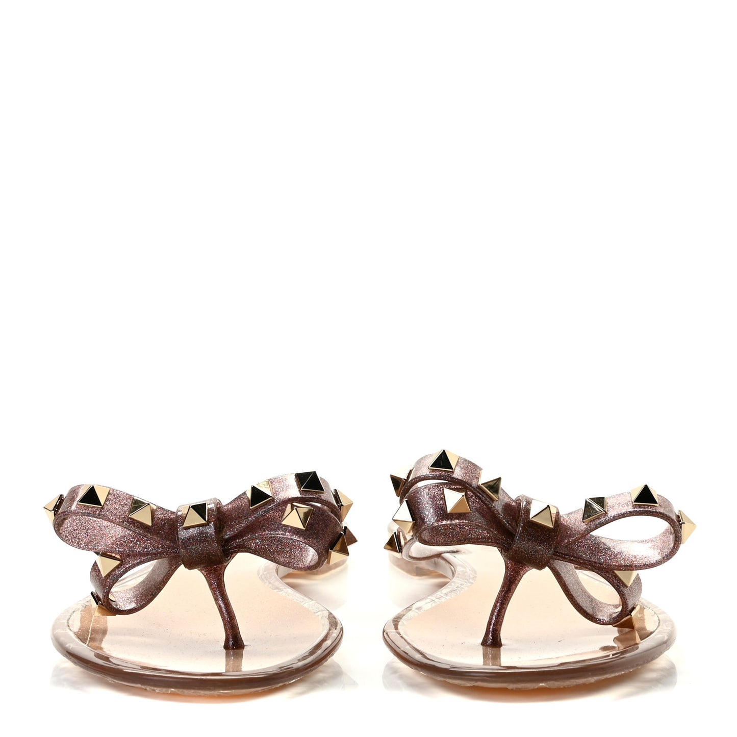 PVC Jelly Glitter Rockstud Bow Thong Sandals 37 Multicolor