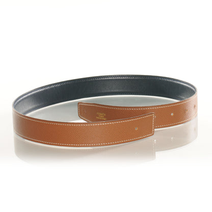 Hermes Box Courchevel Reversible Belt Strap Bleu Marine Gold 70 2 of 5