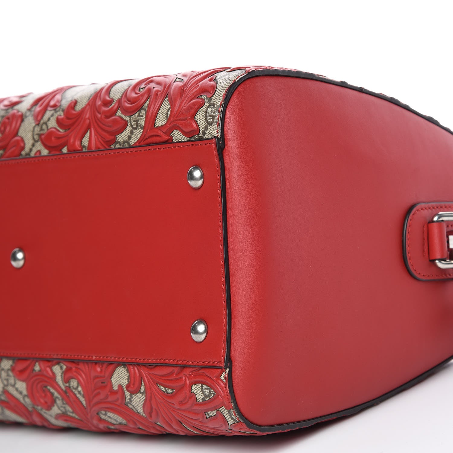 Gucci GG Supreme Monogram Arabesque Medium Boston Hibiscus Red 7 of 15