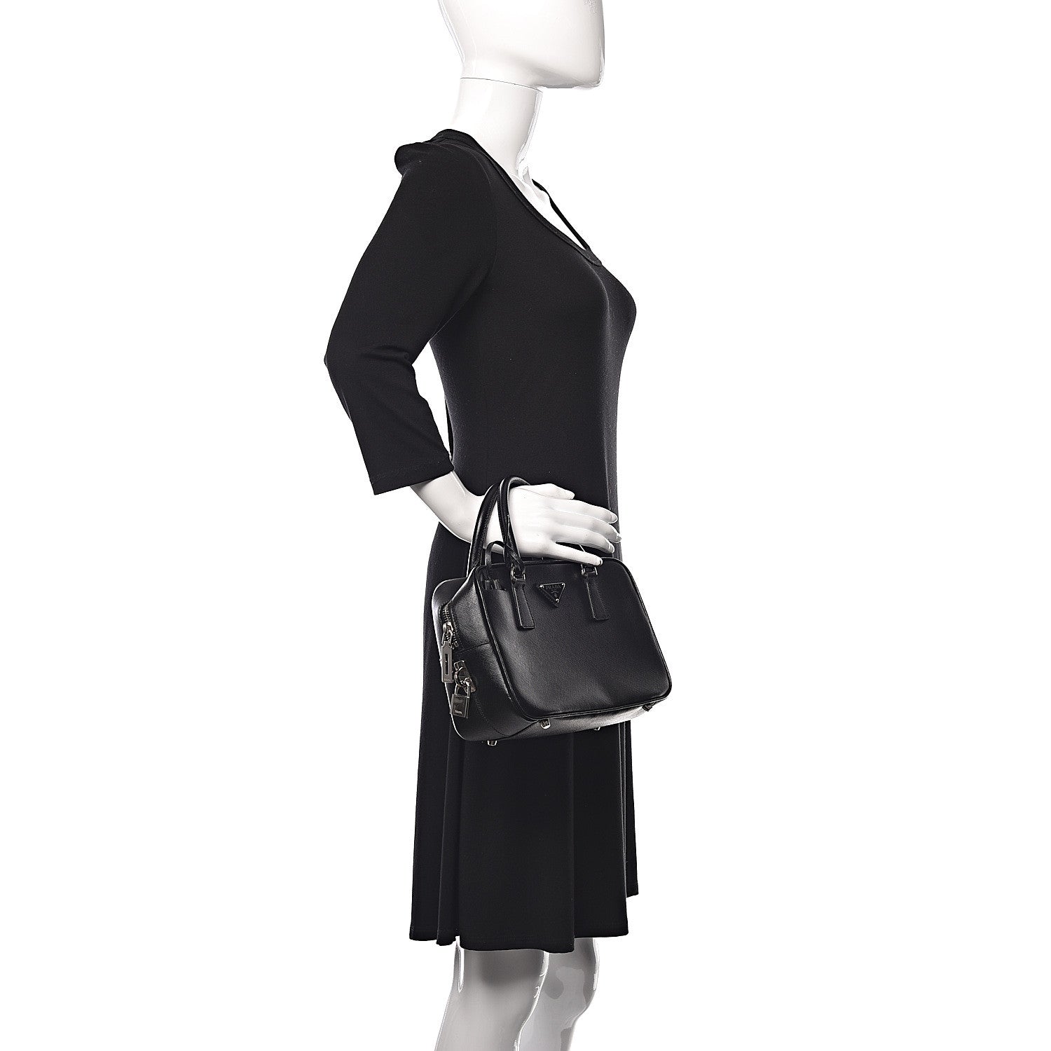 Prada Saffiano Lux Bauletto Black 2 of 7