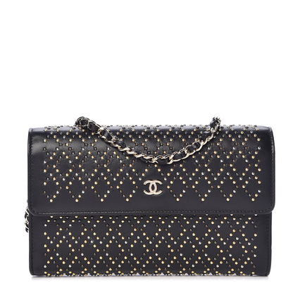 Chanel Lambskin Studded Chain Wallet Black 1 of 12