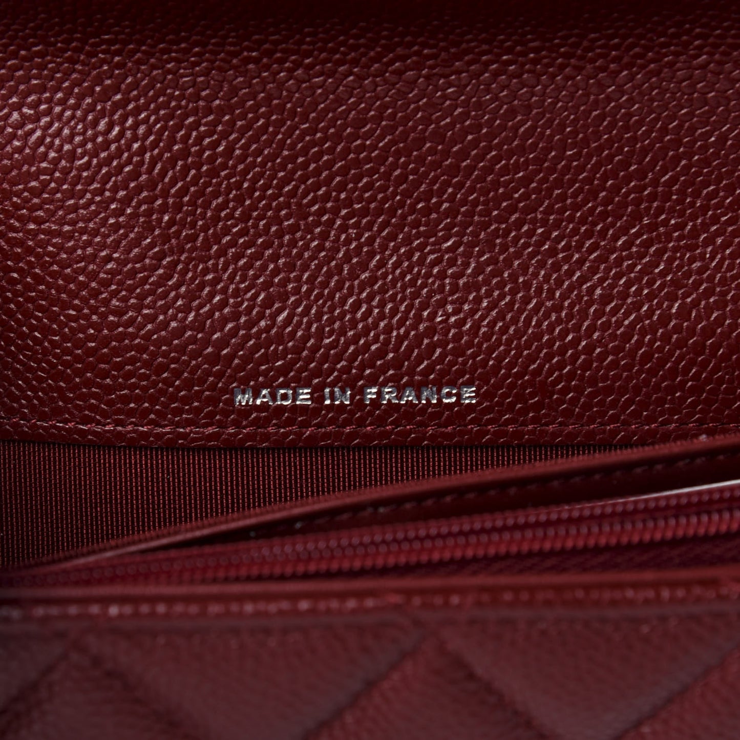 Caviar Quilted Large Gusset Flap Wallet Burgundy