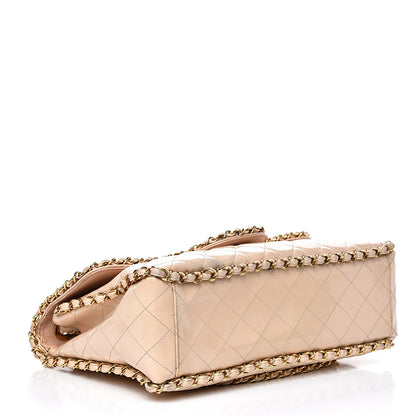 Chanel Patent Quilted Jumbo XL Chain Around Flap Beige 3 of 19