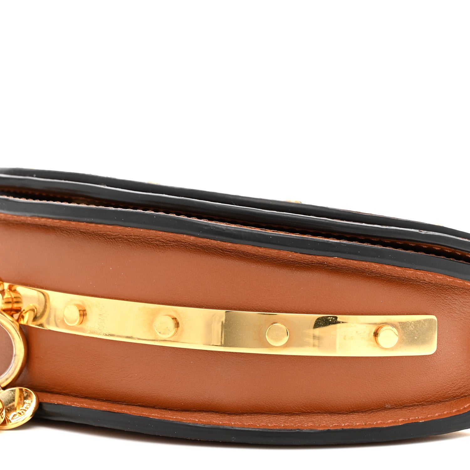 Chloe Spazzolato Sfumato Lambskin Calfskin Small Nile Bracelet Minaudiere Bag Caramel 11 of 15