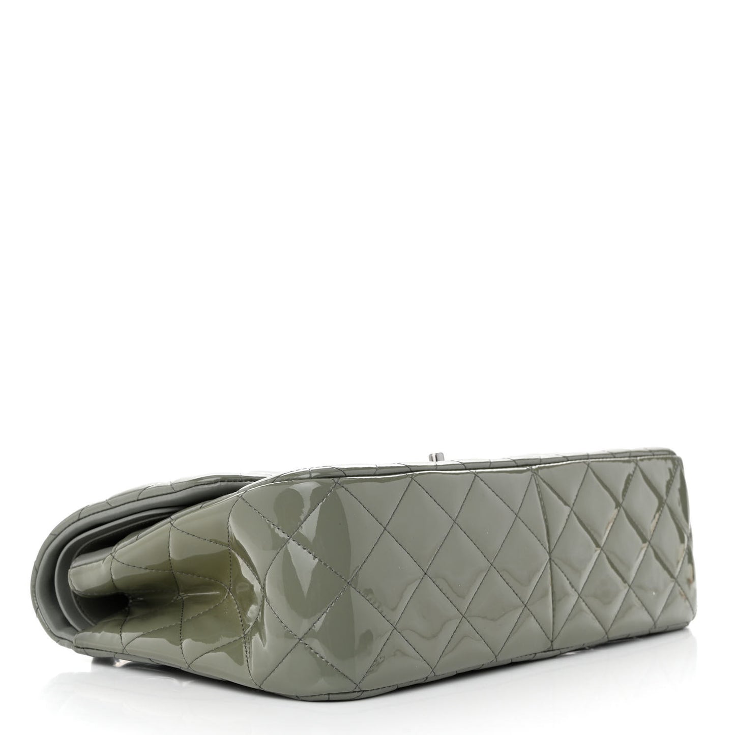 Patent Quilted Jumbo Double Flap Light Green