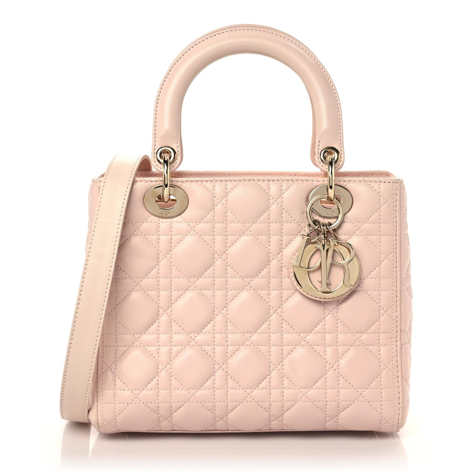Christian Dior Lambskin Cannage Medium Lady Dior Light Pink 1 of 10