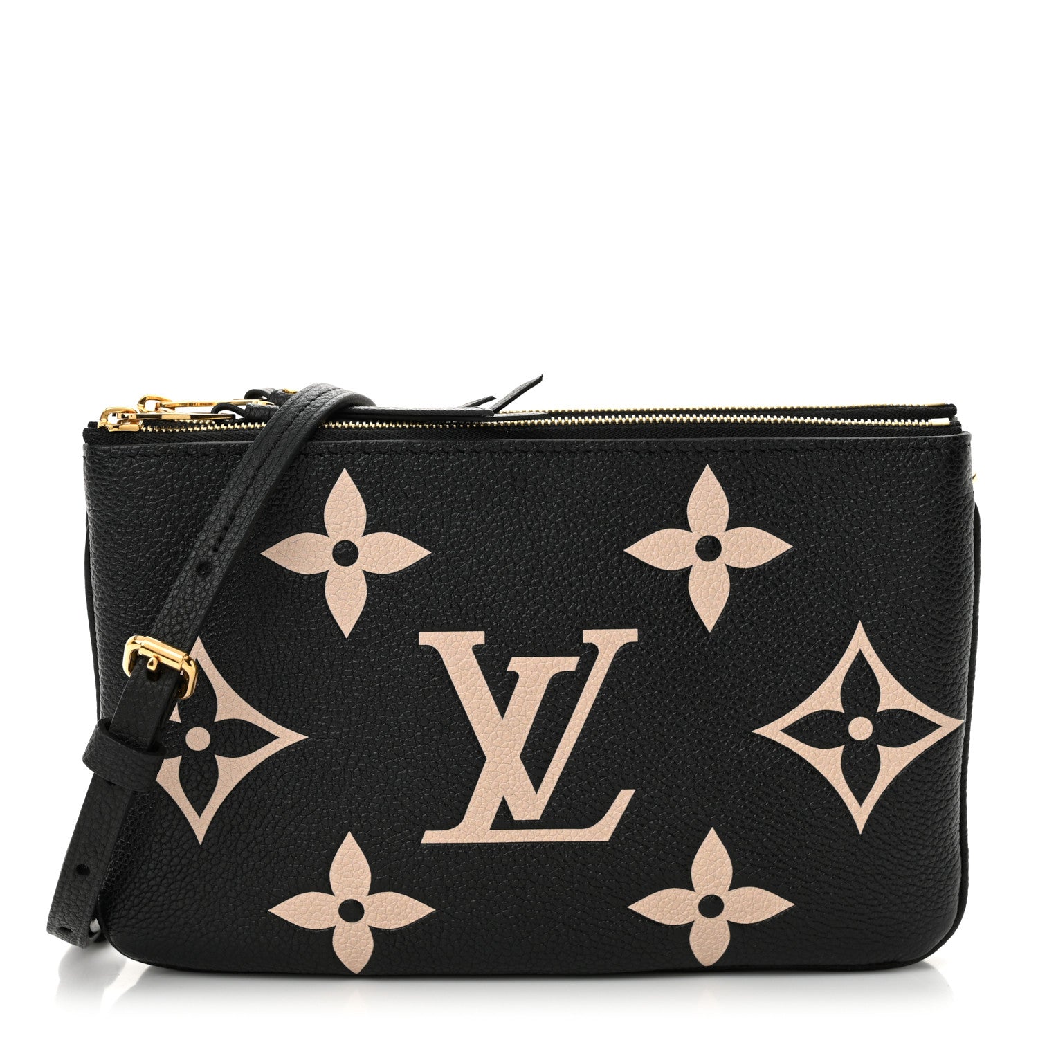 Louis Vuitton Empreinte Monogram Giant Double Zip Pochette Black Cream 1 of 11