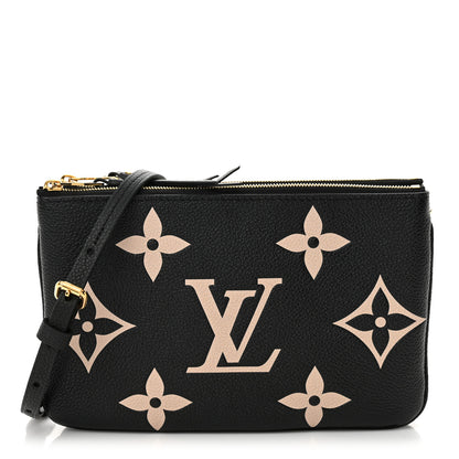 Louis Vuitton Empreinte Monogram Giant Double Zip Pochette Black Cream 1 of 11