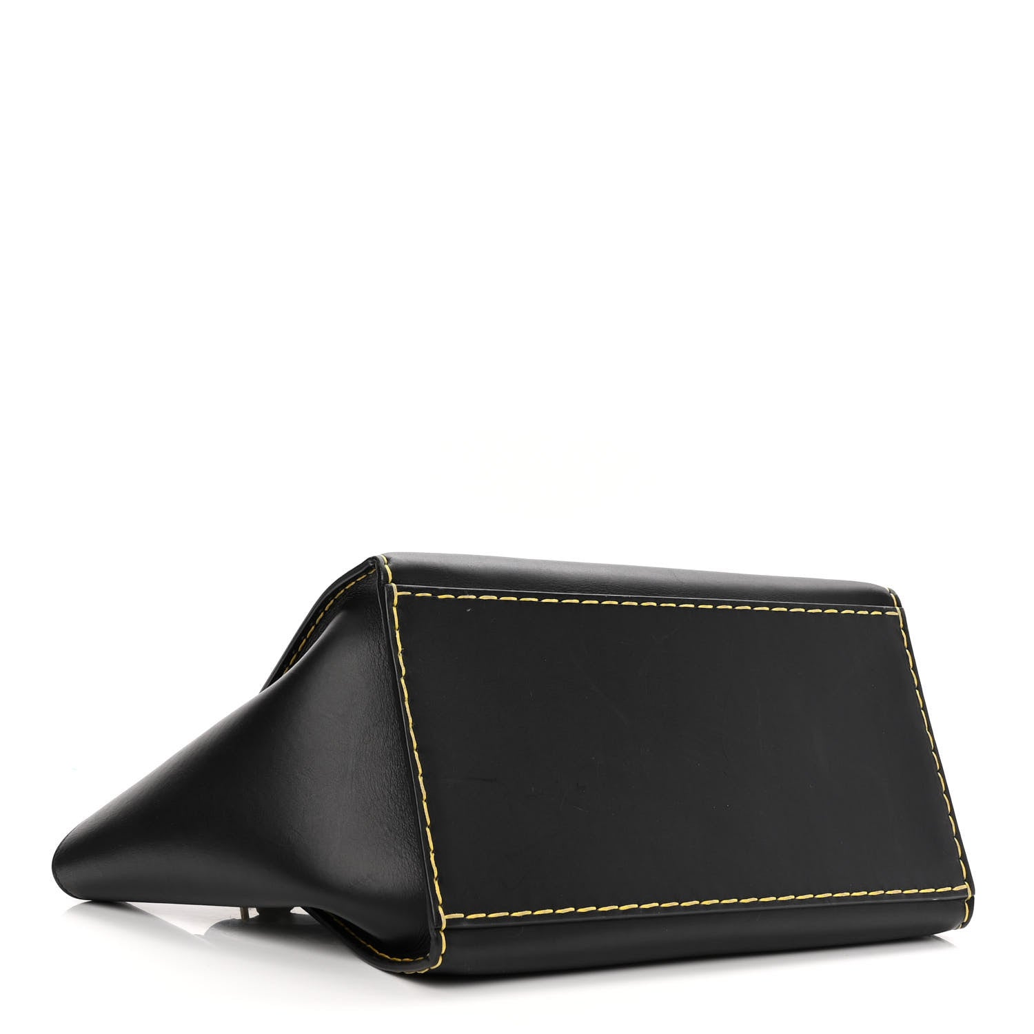 Celine Smooth Calfskin Yellow Stitching Medium Trapeze Black 4 of 10