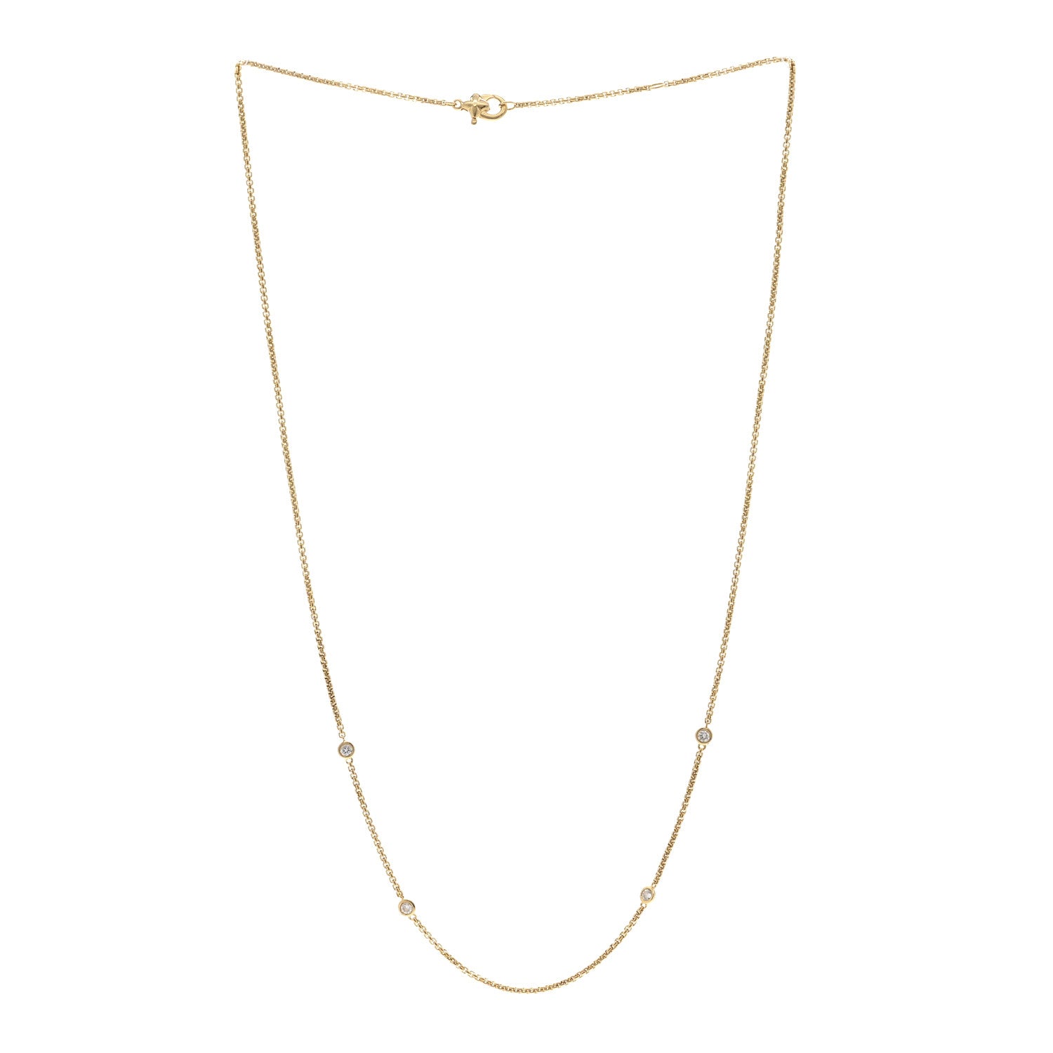 David Yurman 18K Yellow Gold Diamond Station Necklace 3 of 5