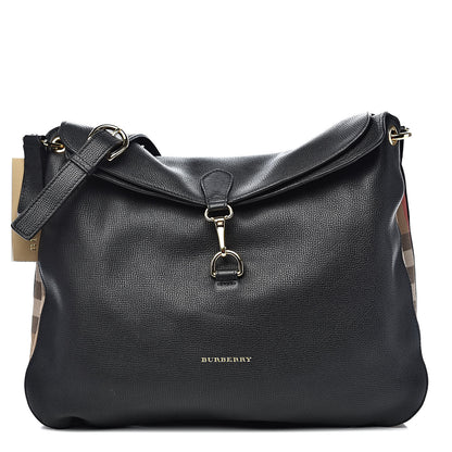 Burberry Derby Calfskin House Check Cornwall Hobo Black 1 of 12