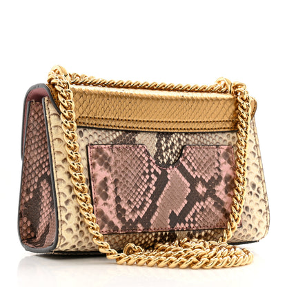 Gucci Snakeskin Small Padlock Shoulder Bag Gold Beige Pink 3 of 13