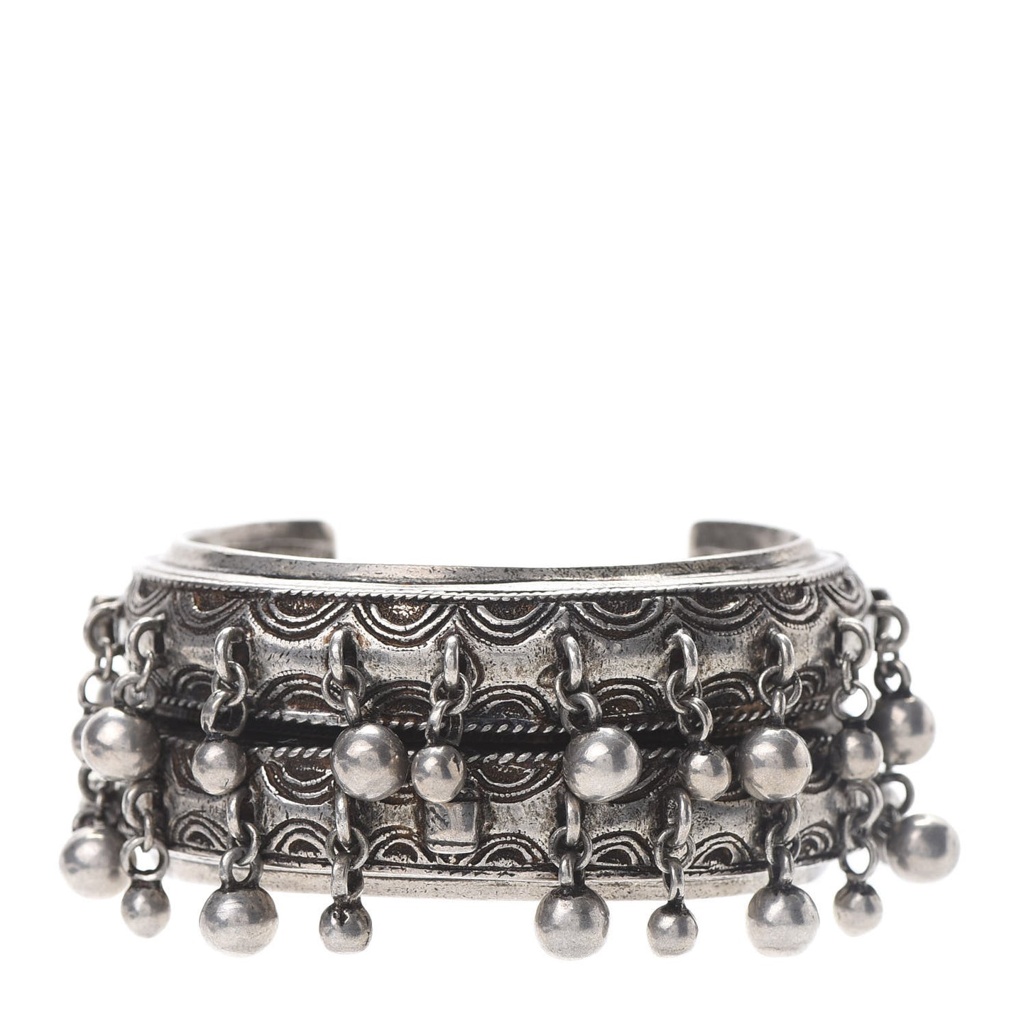 Brass Marrakech Bell Cuff Bracelet Argent Oxyde