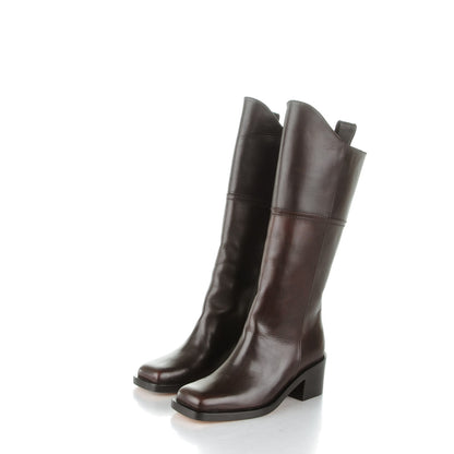 Chanel Calfskin CC Knee High Boots 36 Brown 3 of 9