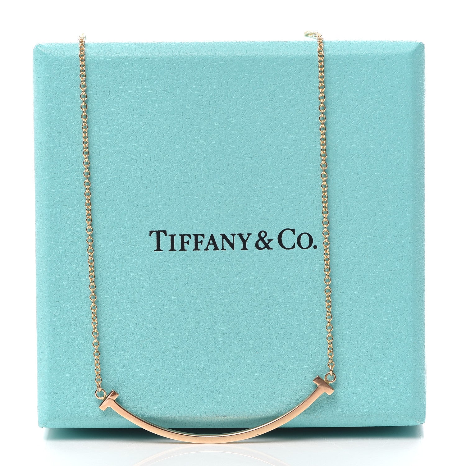 Tiffany 18K Rose Gold Small T Smile Pendant Necklace 6 of 6