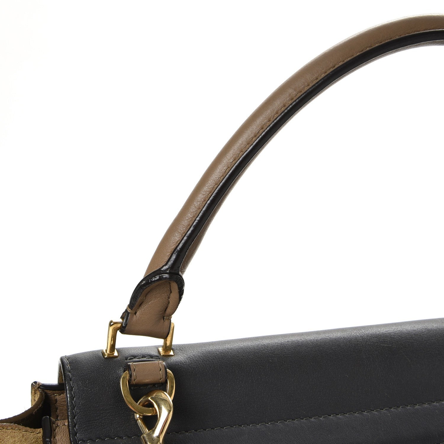 Celine Smooth Calfskin Suede Medium Tri-Color Trapeze Olive 14 of 31