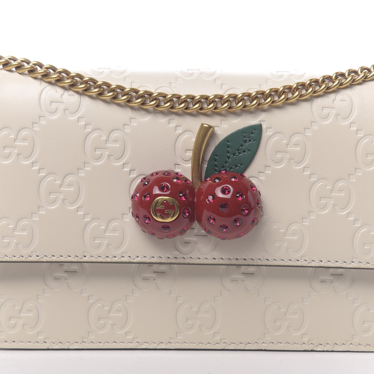 Guccissima Mini Cherry Chain Bag White