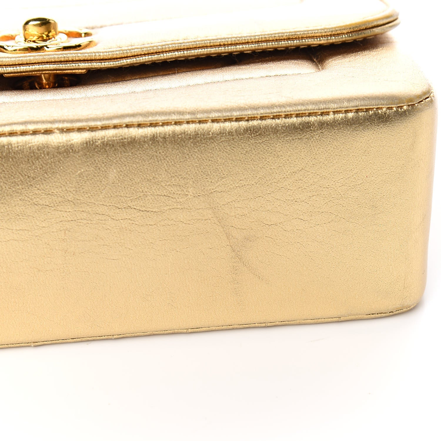 Chanel Metallic Lambskin Horizontal Vertical Quilted Small Single Flap Gold 10 of 11