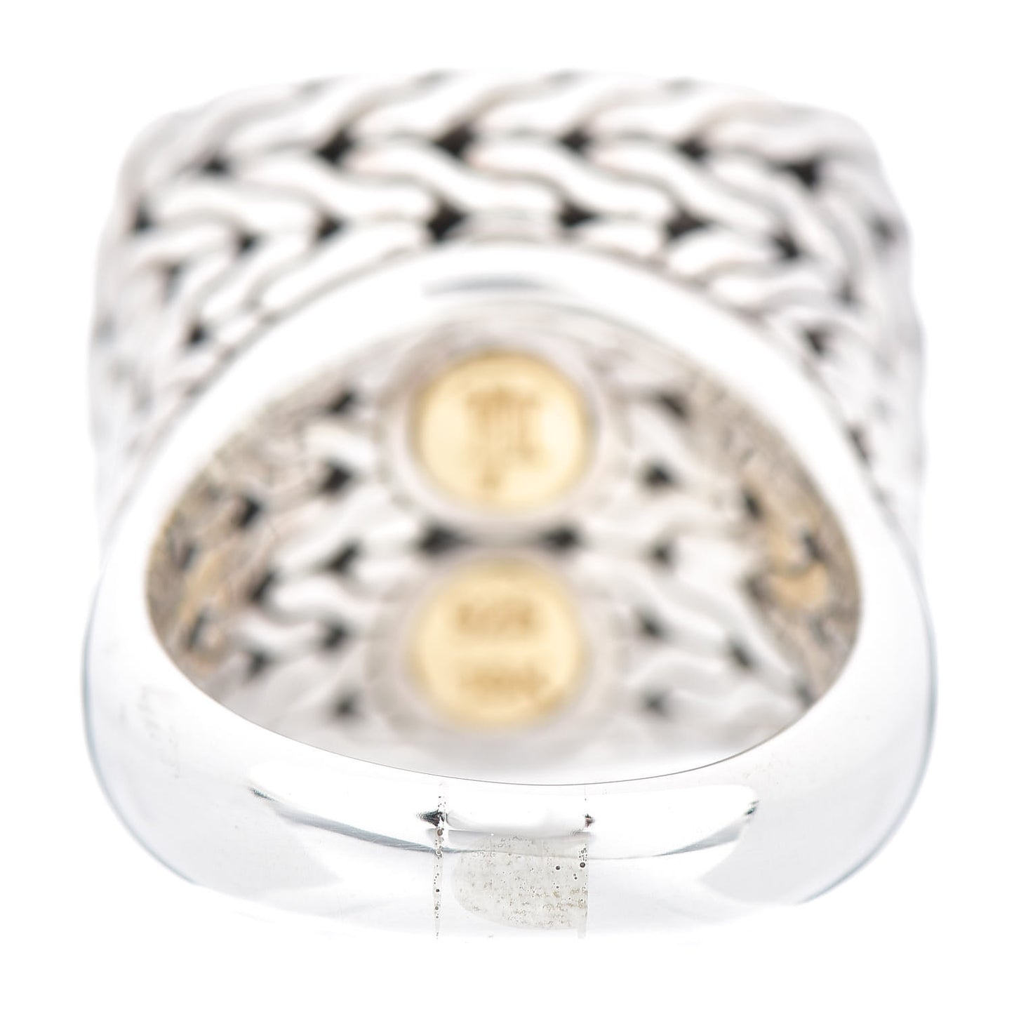 Sterling Silver 18K Yellow Gold Diamond Classic Chain Square Ring 60 9