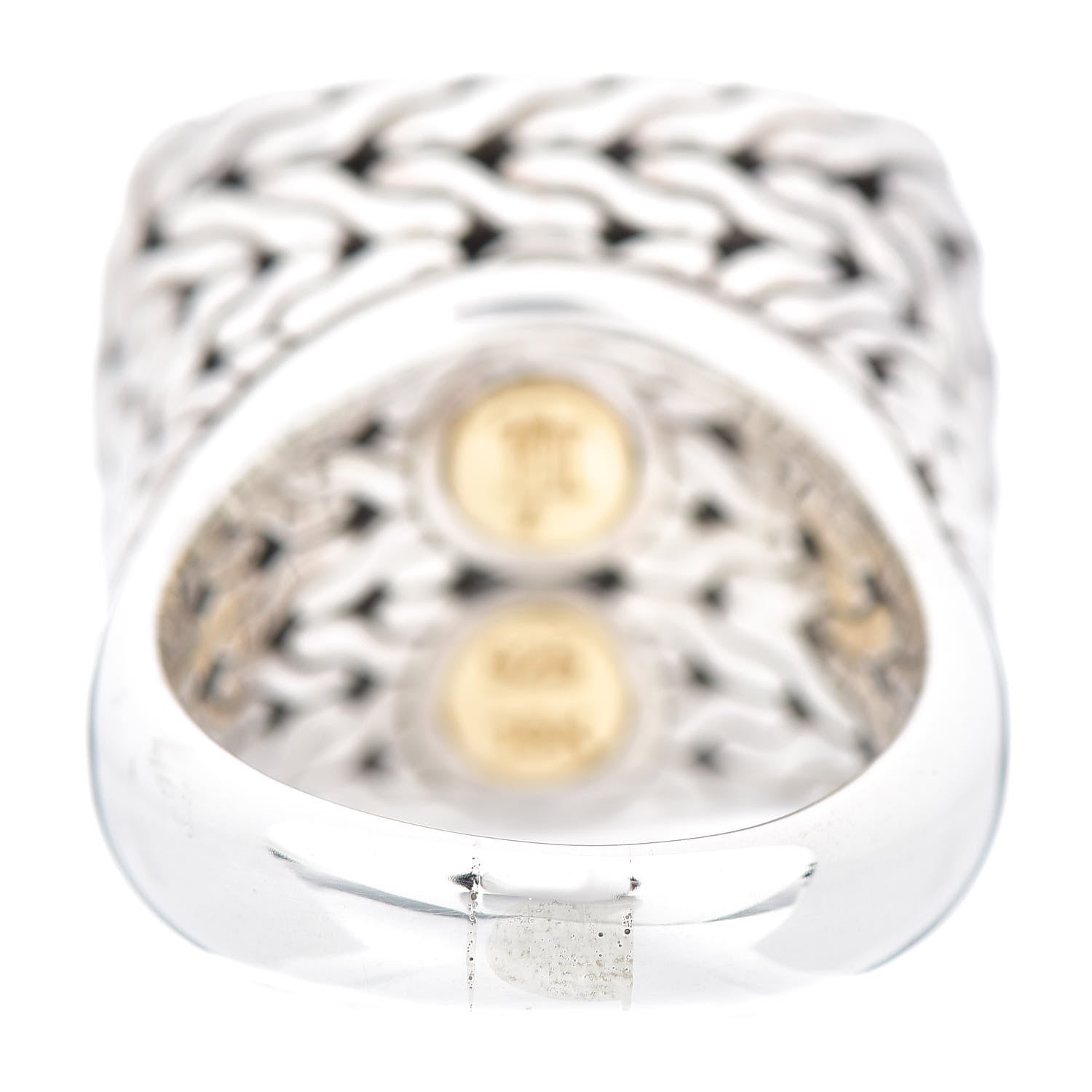 John Hardy Sterling Silver 18K Yellow Gold Diamond Classic Chain Square Ring 60 9 4 of 5