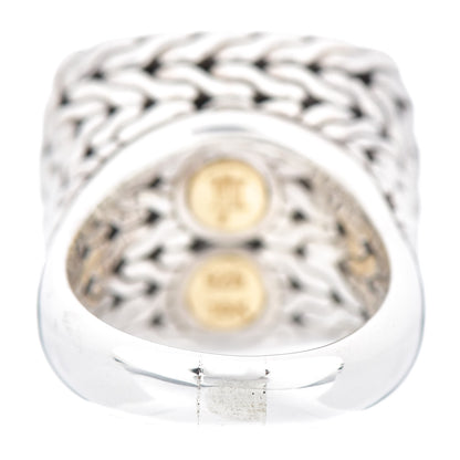 John Hardy Sterling Silver 18K Yellow Gold Diamond Classic Chain Square Ring 60 9 4 of 5
