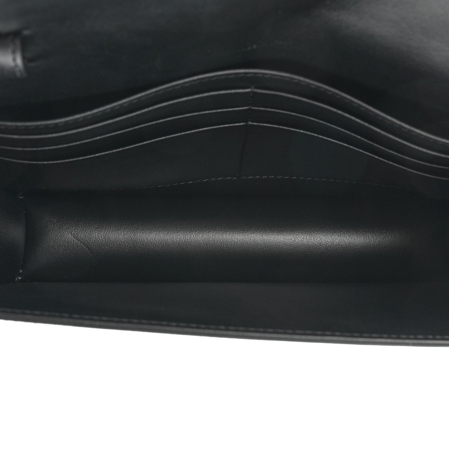 Shiny Calfskin Triomphe Margo Wallet on Chain Black