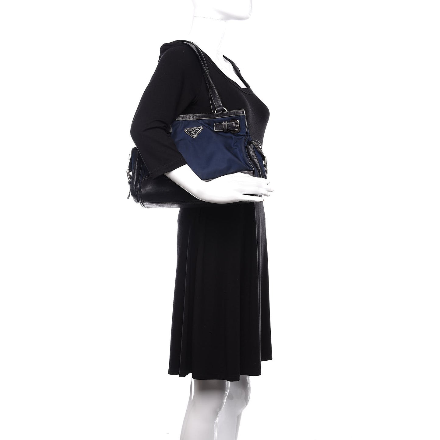 Tessuto Nylon Calfskin Shoulder Bag Baltico