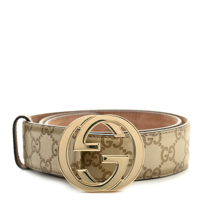 Gucci Metallic Guccissima Interlocking G Belt 90 36 Gold 1 of 8