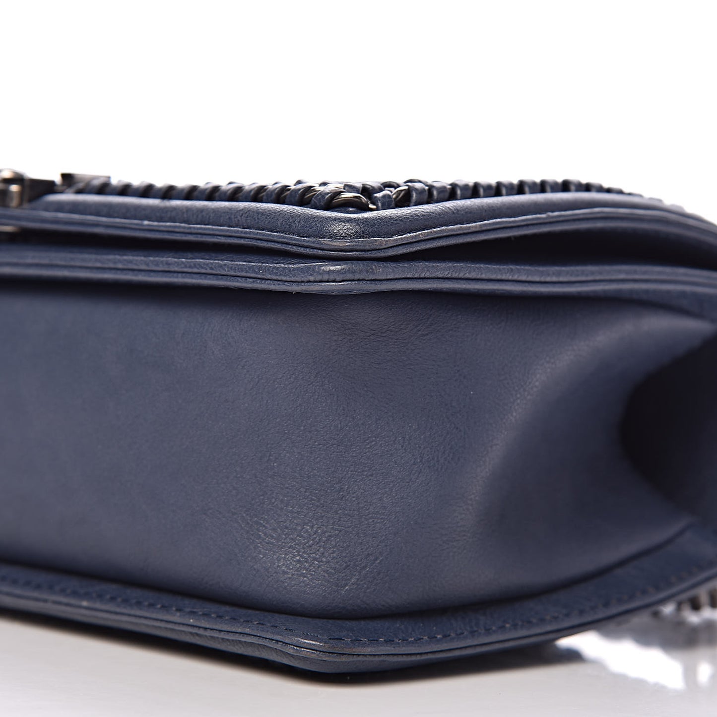 Calfskin Quilted Medium Top Handle Boy Flap Blue