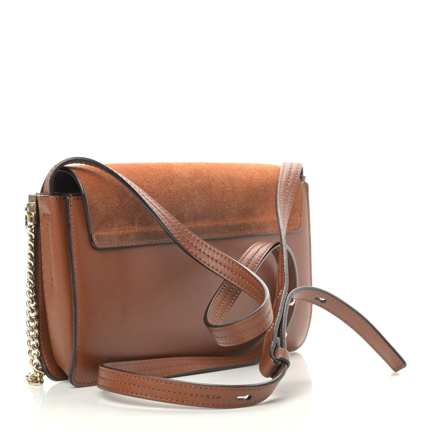 Suede Calfskin Small Faye Shoulder Bag Tobacco