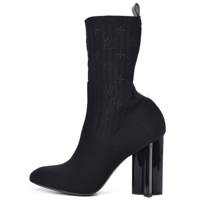 Louis Vuitton Monogram Stretch Fabric Silhouette Ankle Boots 41 Black 1 of 8