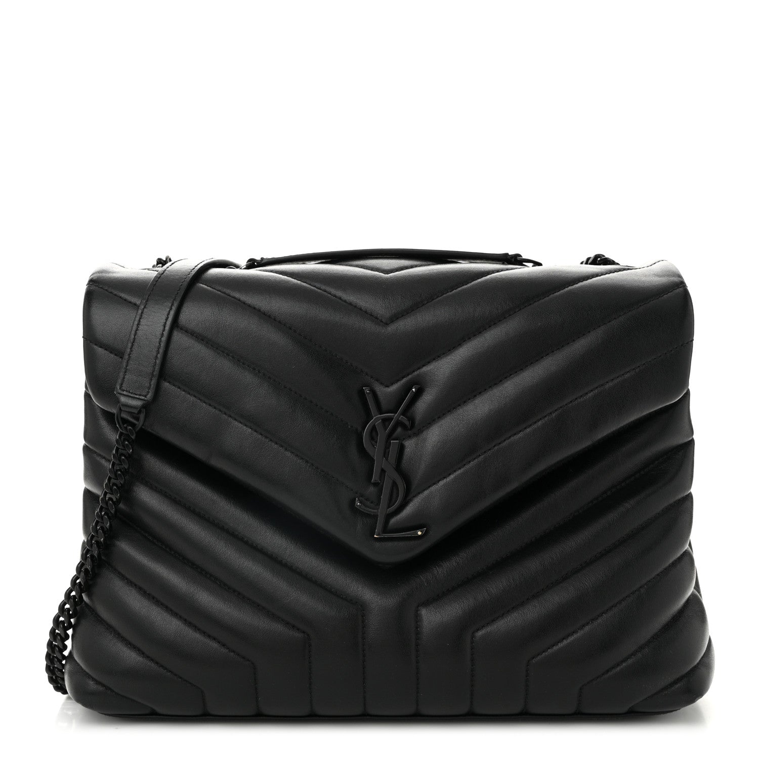 Saint Laurent Calfskin Y Quilted Monogram Monochrome Medium Loulou Chain Satchel Black 1 of 10