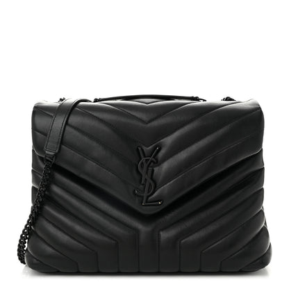 Saint Laurent Calfskin Y Quilted Monogram Monochrome Medium Loulou Chain Satchel Black 1 of 10