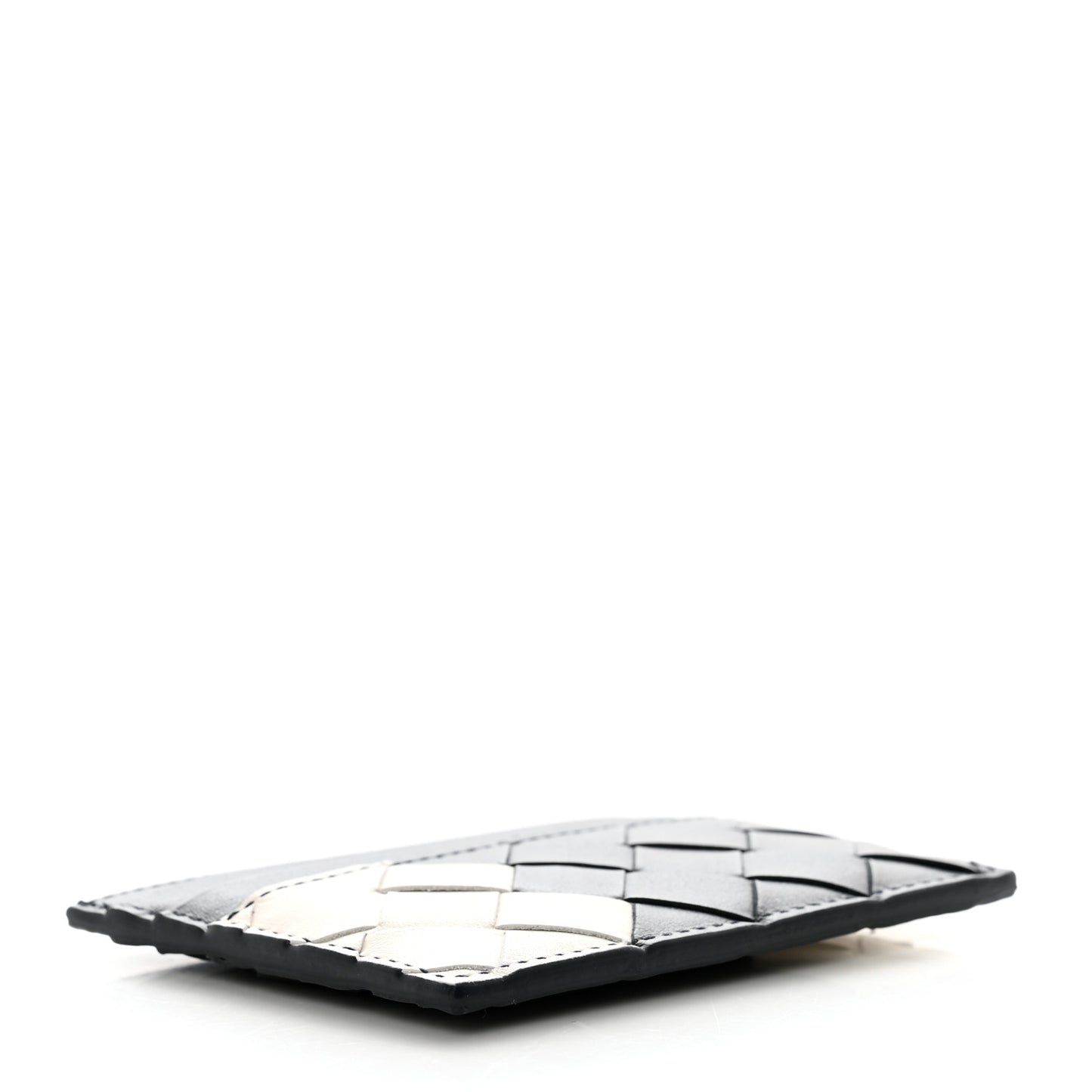 Calfskin Intrecciato Card Case Space White
