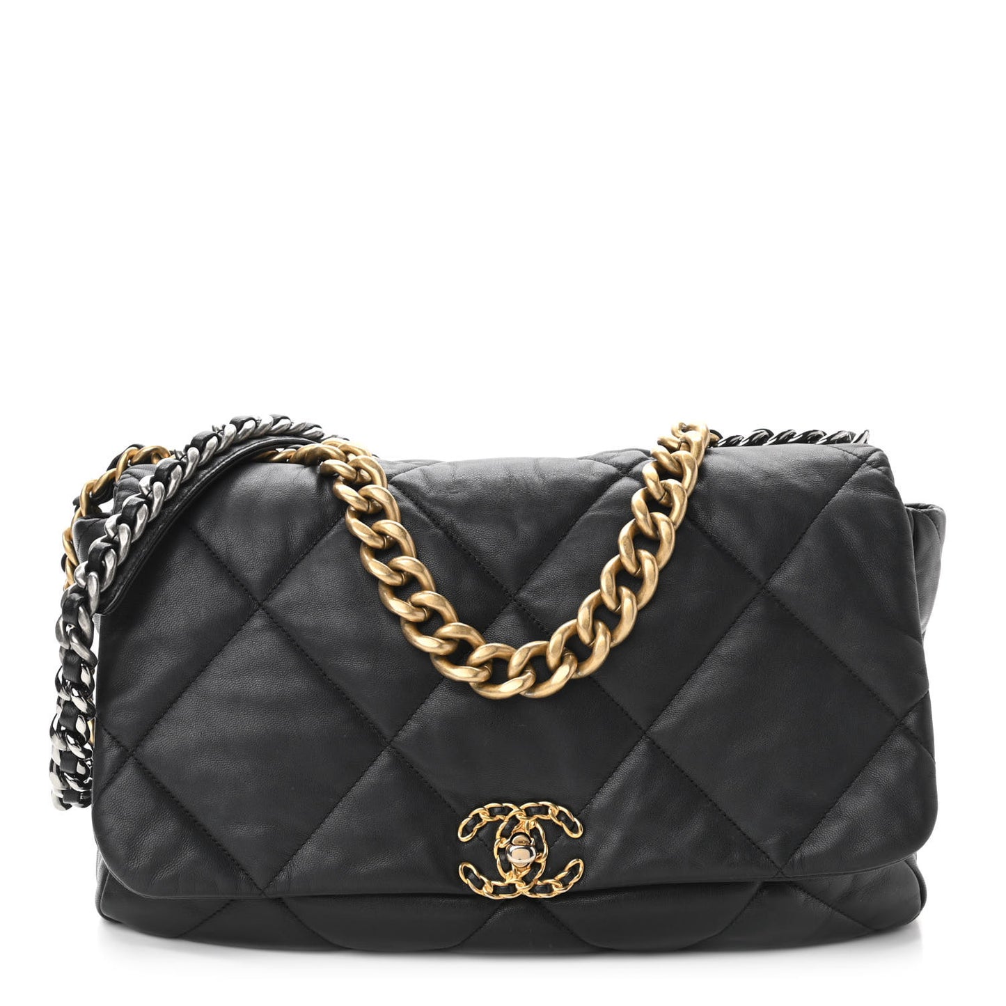 Goatskin Quilted Maxi Chanel 19 Flap Black
