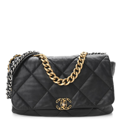 Chanel Goatskin Quilted Maxi Chanel 19 Flap Black 1 of 10