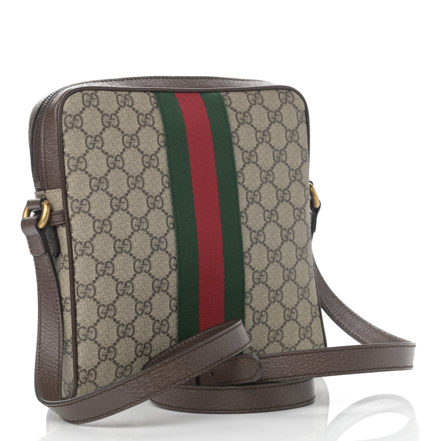 GG Supreme Monogram Web Small Ophidia Messenger Bag Brown