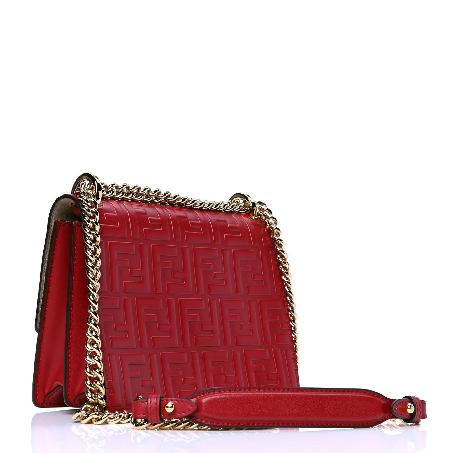 Vitello Liberty FF 1974 Embossed Small Kan U Shoulder Bag Fragola