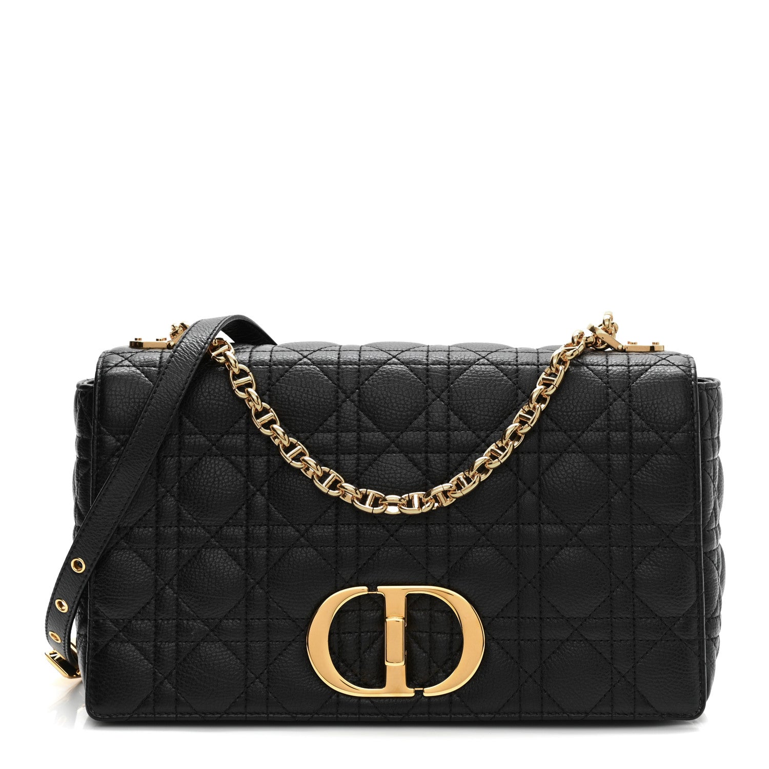 Christian Dior Grained Calfskin Cannage Large Caro Bag Black 1 of 10