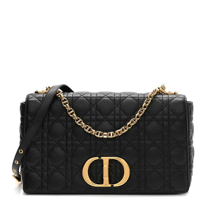 Christian Dior Grained Calfskin Cannage Large Caro Bag Black 1 of 10