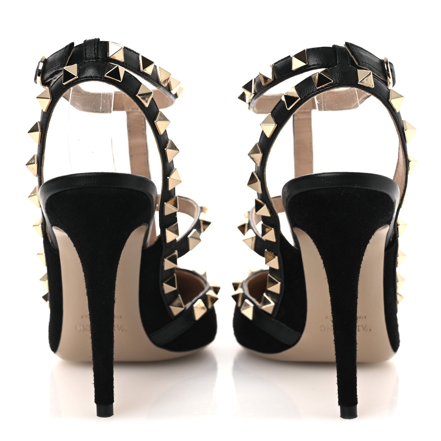 Suede Rockstud Ankle Strap Pumps 37 Black