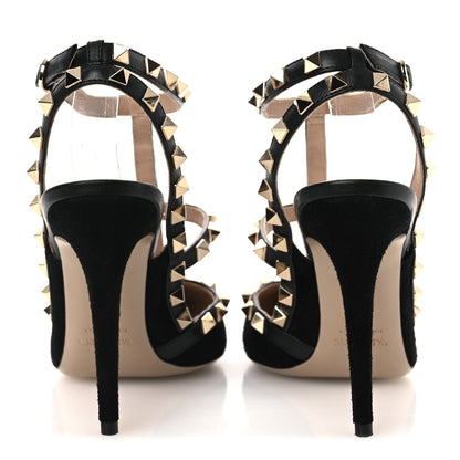 Valentino Garavani Suede Rockstud Ankle Strap Pumps 37 Black 6 of 12