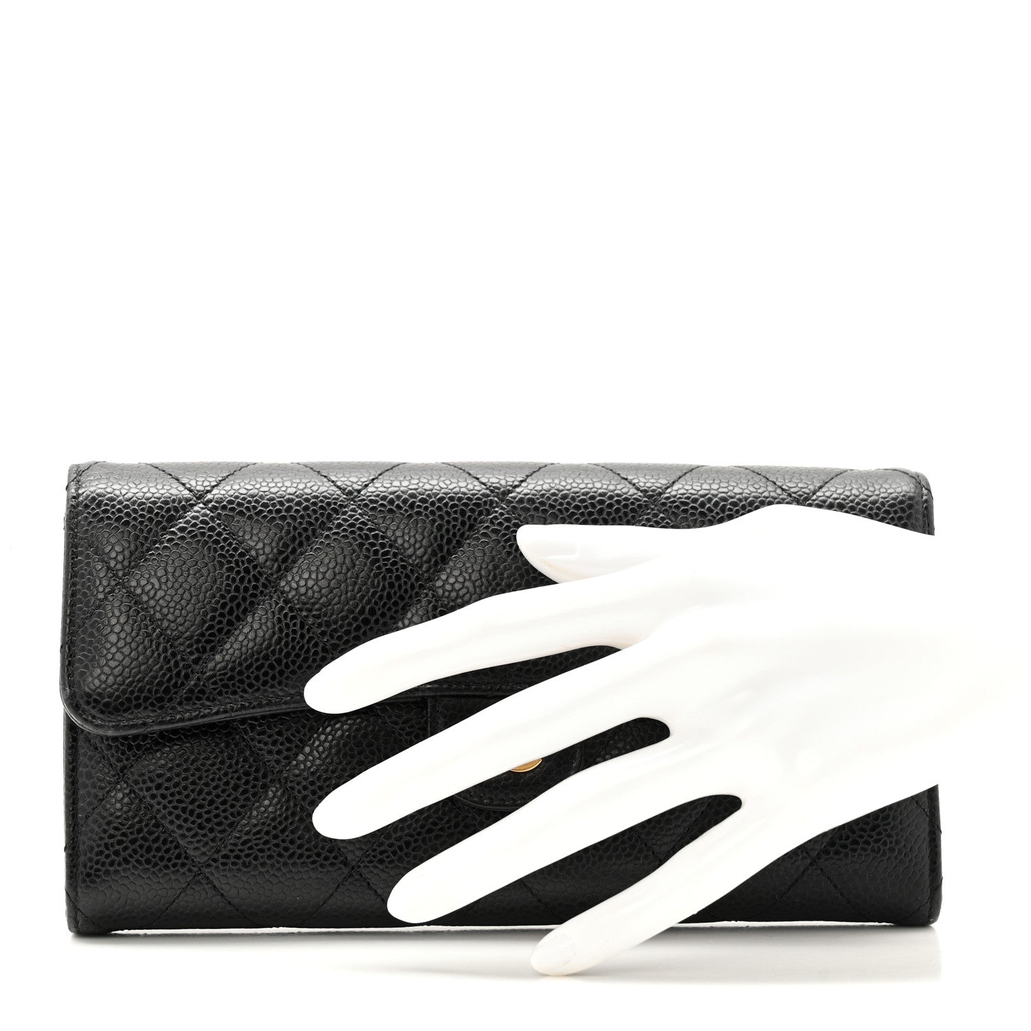 Chanel Caviar Quilted Large Gusset Flap Wallet Black 3 of 26