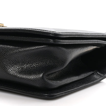 Chanel Caviar Chevron Quilted Medium Boy Flap Black 9 of 10